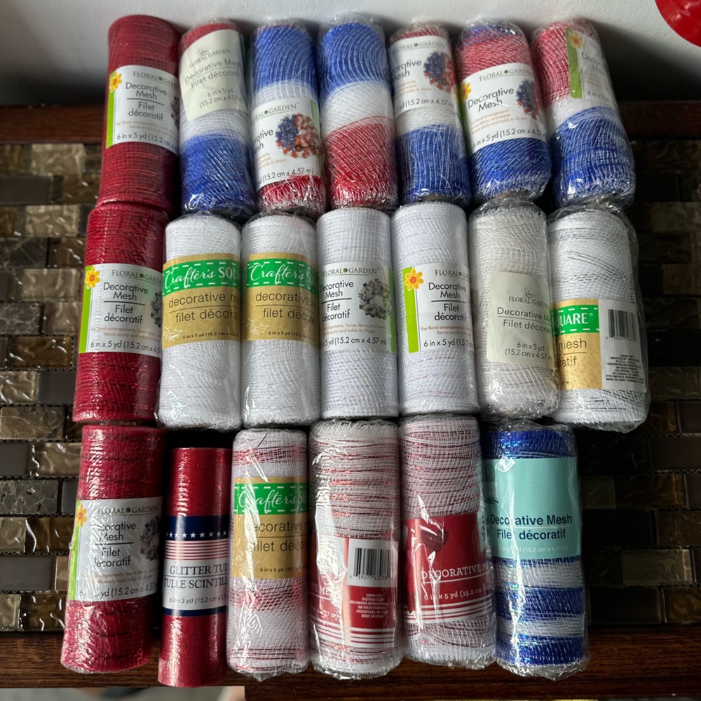 Mega Bundle 21 Mesh Patriotic Decor Red, White, and Blue Decorations Americana